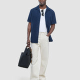 Seersucker Short Sleeve Shirt Dark Navy