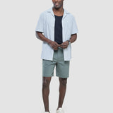 Seersucker Short Sleeve Shirt Green Stripes