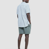 Seersucker Short Sleeve Shirt Green Stripes