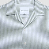 Seersucker Short Sleeve Shirt Green Stripes