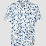 Seersucker Short Sleeve Shirt Navy Palms