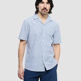 Seersucker Short Sleeve Shirt Navy Stripes