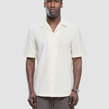 Seersucker Short Sleeve Shirt Off White